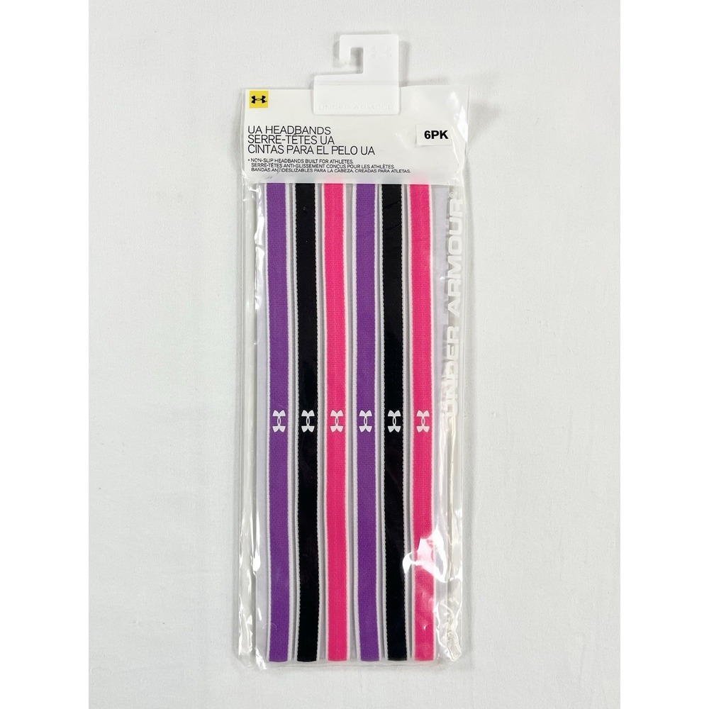 New Under Armour Women Mini Elastic Headbands Non Slip Pink Black Purple 6 Pack